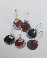 Unique, Colourful,  Contemporary, Patinated/Oxidised Copper, Handmade, Earrings Titled"...Round and Round.."