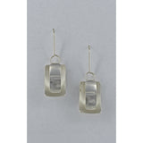 Three Dimensional Rectangular Fine Silver Earrings - Sterling Silver ear wire - 'ELLIPTICAL I.'