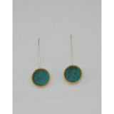 Silver Domed Earrings - Copper - Painted Gold Details - Sterling Silver ear wire - 'PATINA EMOD I.'