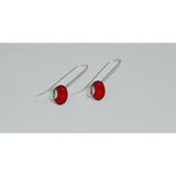 Fine Silver Earrings - Painted Details - Sterling Silver ear wire -'CP I.'