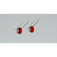 Fine Silver Earrings - Painted Details - Sterling Silver ear wire -'CP I.'