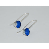 Fine Silver Earrings - Painted Details - Sterling Silver ear wire -'CP II.'