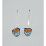 Fine Silver Earrings - Painted Details - Sterling Silver ear wire -'CP II.'