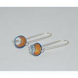 Fine Silver Earrings - Painted Details - Sterling Silver ear wire -'CP II.'