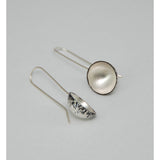 Fine Silver Circular Domed Earrings - Painted Red Details - Sterling Silver ear wire - 'EMOD II.'