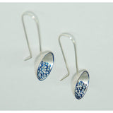 Fine Silver Circular Domed Earrings - Painted Blue Details - Sterling Silver ear wire - 'EMOD III.'