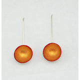 Gold Painted Silver Circular Domed Earrings - Red Painted Details - St. Silver earwire - 'EMOD I.'