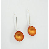 Gold Painted Silver Circular Domed Earrings - Red Painted Details - St. Silver earwire - 'EMOD I.'
