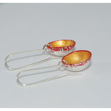 Gold Painted Silver Circular Domed Earrings - Red Painted Details - St. Silver earwire - 'EMOD I.'