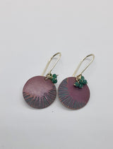 Unique, Colourful,  Contemporary, Patinated/Oxidised Copper, Handmade, Earrings Titled"...Round and Round.."